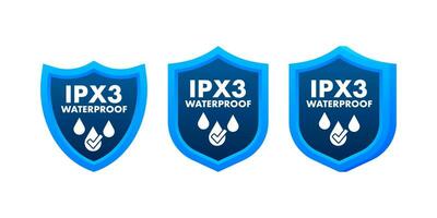 ipx3 vattentät, vatten motstånd nivå information tecken. vektor
