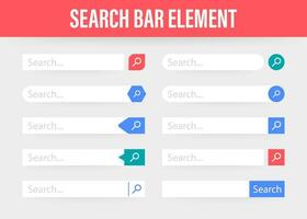 einstellen Suche Bar Vektor Element Design, einstellen von Suche Kisten ui Vorlage isoliert auf Blau Hintergrund. Vektor Illustration.