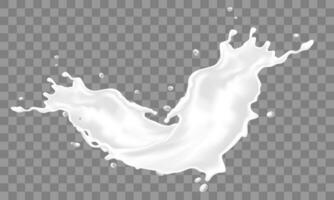 realisitc 3d Weiß Milch Spritzen fliegend auf grau kariert Hintergrund Design zum Essen trinken Süßigkeiten Vektor