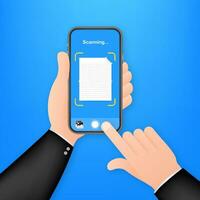 Text Scan. dokumentieren Scanner Smartphone Schnittstelle Vektor Vorlage
