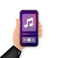 Handy, Mobiltelefon Anwendung Schnittstelle. Musik- Spieler. Musik- App. Vektor Lager Illustration
