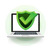 Daten Schutz auf Laptop, Privatsphäre, und Internet Sicherheit. Vektor Lager Illustration