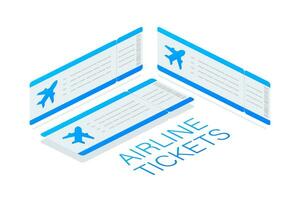 flygbolag biljetter eller ombordstigning passera inuti av särskild service kuvert. isometrisk se. vektor stock illustration