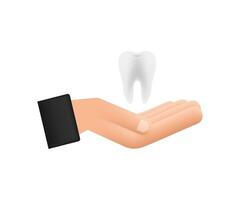 Zähne Symbol Zahnarzt. gesund Zähne im Hände. Mensch Zähne. Vektor Illustration