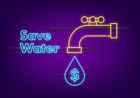 Wasser Geld, großartig Design zum irgendein Zwecke. Neon- Symbol. Geschäft finanziell Investition. vektor