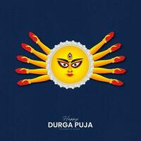 Göttin Durga zehn Hände im glücklich Durga Puja subh navratri Banner Hintergrund vektor