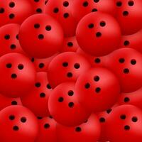 rot Bowling Ball Aufkleber Muster auf rot Hintergrund. Vektor Illustration