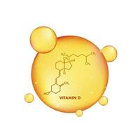 grön vitamin d formel på gyllene bakgrund. vektor 3d illustration.