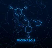 Miconazol Konzept chemisch Formel Symbol Etikett, Text Schriftart Vektor Illustration.