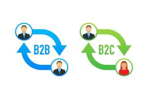 b2b und b2c Symbol, Geschäft zu Geschäft Konzept und Geschäft zu Klient. Vektor Lager Illustration