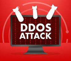 ddos Attacke, Hacker Bombe. Verweigerung von Service. Vektor Lager Illustration