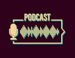 Podcast retro Stil Symbol. Abzeichen, Symbol, Briefmarke, Logo Vektor Lager Illustration