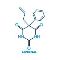 Alphenal Formel. Alphenal chemisch molekular Struktur. vektor