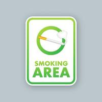 Symbol mit Grün Rauchen Bereich auf Weiß Hintergrund. Banner mit Grün Rauchen Bereich auf Weiß Hintergrund. vektor