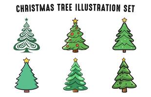 kostenlos Weihnachten Baum Vektor Illustration bündeln, einstellen von Weihnachten Baum Vektor Fett gedruckt Gliederung Stil, groß einstellen zum Dekoration Baum Clip Art Sammlung