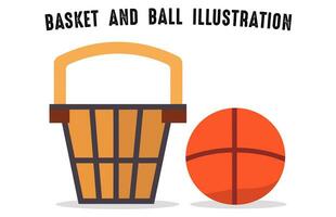 kostenlos Korb und Ball Vektor isoliert auf Weiß Hintergrund, bunt Korb und Ball Illustration