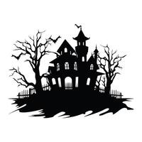 Halloween verfolgt Haus Vektor Silhouette, unheimlich Haus Clip Art Silhouette Halloween Haus schwarz Silhouette