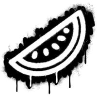 sprühen gemalt Graffiti Wassermelone Obst Scheibe gesprüht isoliert mit ein Weiß Hintergrund. Graffiti Wassermelone Symbol mit Über sprühen im schwarz Über Weiß. vektor