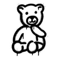 sprühen gemalt Graffiti Teddy Bär Symbol gesprüht isoliert mit ein Weiß Hintergrund. vektor