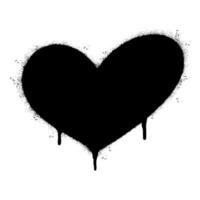 spray målad graffiti hjärta ikon sprutas isolerat med en vit bakgrund. graffiti kärlek ikon med över spray i svart över vit. vektor