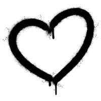 spray målad graffiti hjärta ikon sprutas isolerat med en vit bakgrund. graffiti kärlek ikon med över spray i svart över vit. vektor