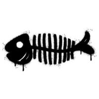 spray målad graffiti fisk ben ikon sprutas isolerat med en vit bakgrund. vektor