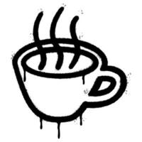 spray målad graffiti kaffe kopp ikon ord sprutas isolerat med en vit bakgrund. graffiti kaffe ikon med över spray i svart över vit. vektor