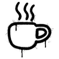 spray målad graffiti kaffe kopp ikon ord sprutas isolerat med en vit bakgrund. graffiti kaffe ikon med över spray i svart över vit. vektor