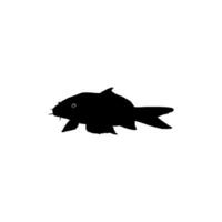 guld fisk silhuett, kan använda sig av för logotyp gram, konst illustration, piktogram, hemsida, dekoration, eller grafisk design element. vektor illustration