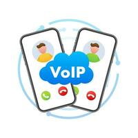 voIP teknologi, röst över ip. internet kallelse baner. vektor illustration