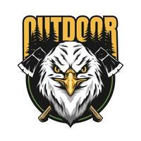 utomhus- logotyp med Örn maskot vektor