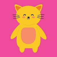 söt tecknad serie gul katt, klistermärke, ikon vektor