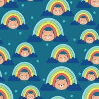 sömlös mönster tecknad serie Björn och regnbåge tapet för textil, gåva slå in papper vektor