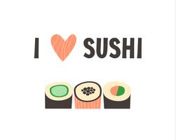 Sushi. Japanische Lebensmittelsushi-Rollenvektorillustration. vektor