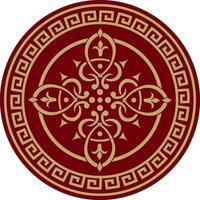 Vektor klassisch farbig runden Ornament. rot Muster im ein Kreis. Zeichnung von Griechenland und uralt Rom. Blume Zeichnung
