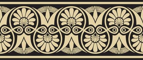 Vektor golden und schwarz nahtlos Ornament von uralt Griechenland. klassisch endlos Muster Rahmen Rand römisch Reich
