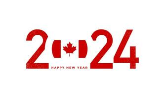 2024 glücklich Neu Jahr Hintergrund Design mit Kanada Flagge. vektor