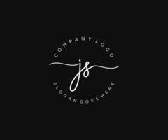 första js feminin logotyp skönhet monogram och elegant logotyp design, handstil logotyp av första signatur, bröllop, mode, blommig och botanisk med kreativ mall. vektor