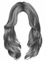 trendig kvinna lång hårstrån grå färger . skönhet mode . realistisk grafisk 3d vektor