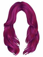 trendig kvinna lång hårstrån ljus rosa färger . skönhet mode . realistisk grafisk 3d vektor