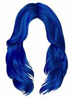 trendig kvinna lång hårstrån mörk blå färger . skönhet mode . realistisk grafisk 3d vektor
