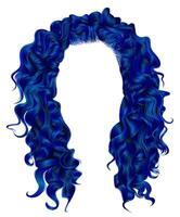 lange lockig Haare dunkel Blau Farben . Schönheit Mode Stil . Perücke . vektor