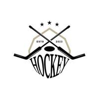 hockey logotyp design, sporter spel symbol mall vektor