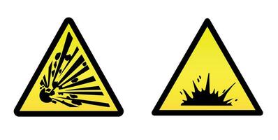 zwei Gelb Explosion Gefahr Zeichen vektor