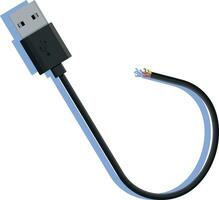 skadad uSB kabel- isolerat på vit bakgrund vektor