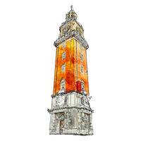 torre monumental Argentinien Aquarell Hand gezeichnet Illustration isoliert auf Weiß Hintergrund vektor