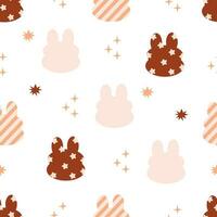 Vektor kawaii Hase nahtlos Muster zum Textil- Hintergrund