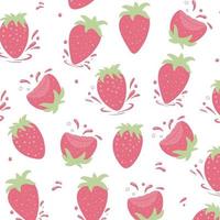 nahtloses Muster von frischen Erdbeeren mit Tropfen vektor