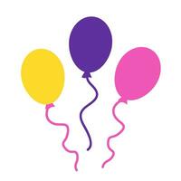 luft gel ballonger för Lycklig Semester, fest, födelsedag. flygande ballong med rep. platt ikon. röd, grön, orange boll på en vit bakgrund. vektor. vektor