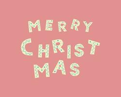 rosa baner glad jul inskrift med brev i skära papper och scrapbooking stil med ny år jul prydnad, vinter- design element. vektor